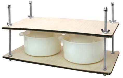 Presse à Fromage de 40,6 cm - Kit de Fabrication Avec Presse en Bois et 2 Moules de 1,2 L - Heese