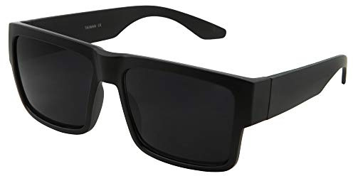 grinderPUNCH Occhiali da sole quadrati neri super scuri | Uomini Donne | Elegante modello moderno Gangster (nero opaco)