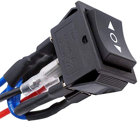 Taiss interrupteur inverseur de polarité 12v Moteur à Courant Continu 10A 6 Broches 3 Positions Momentanée ON-Off-ON Interrupteur à Bascule noir Polarité Inverseur Avec Fil KCD2-223-M-JT