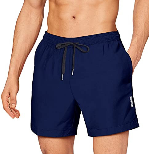BENNIES Badehose Herren Badeshorts Männer Bademode Boardshorts Schnelltrocknend Kurz Hose Schwimmhose mit Drawstring Strandhose Swim Shorts Surfen Wassersport Freizeit Reisen Summer Blau 3XL