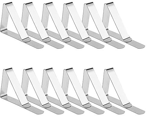 Newaner Große Tischtuchklammern Edelstahl, Tischdeckenklammer Tischabdeckungsklemmen Tischdecke Clips Tischtuch Clips - Silber (12 Stück)