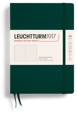 LEUCHTTURM1917 367255 Notizbuch Medium (A5), Hardcover, 251 nummerierte Seiten, Forest Green, dotted