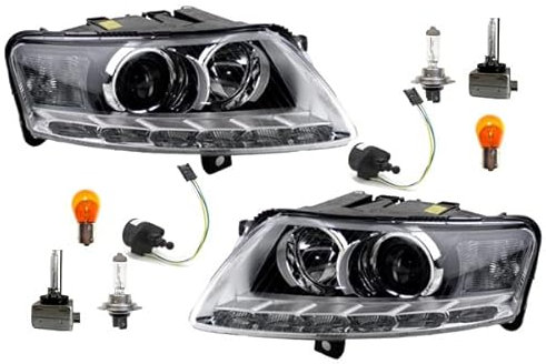 Johns, Scheinwerfer passend für Audi A6 4F Links & Rechts mit Leuchtmittel + Stellmotor