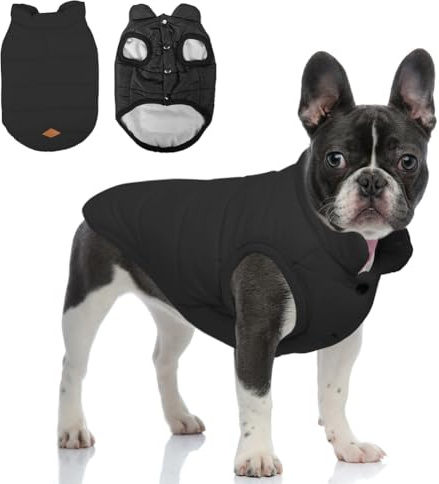 meioro Abrigo de Invierno para Perros Chaqueta de Perro Cálida, Ropa para Mascotas Abrigos a Prueba de Viento para Cachorros, Chaleco Suave para Tiempo Frío para Perros Pequeños y Medianos Gato Negro