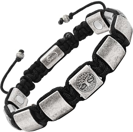 JEROOT Pulsera magnética, para hombre para cierre de artritis, de plata antigua y árbol de la vida, pulsera magnética para terapia, Energetix ajustable (19-22 cm)