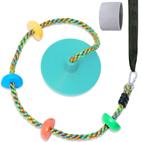 Albero Swing per bambini cortile singolo disco corda sedile di arrampicata per albero indoor all'aperto parco giochi Swing Set accessori con spessore 4 ft cinturina-Ciano