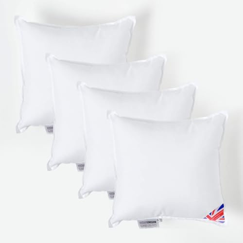 HOMESCAPES 4 Pack Luxury Super Microfibre Cushion Inserts 30cm x 30cm (12 x 12”) Perfect Bounce Back and Soft Cover Generously Filled Inner Pads Hypoallergenic Cushion Filler Handmade Machine Washable