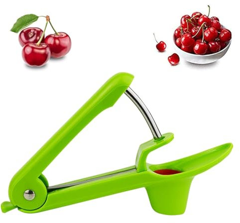 Kirschentkerner, Edelstahl Entkerner Kirschen, Kirschkernentsteiner Obstentkerner Cherry Corer Entferner, Kirschkernentferner Hand kirschentkerner Kirschenentkerner für Obst,Kirsche Obstbeere (Grün)
