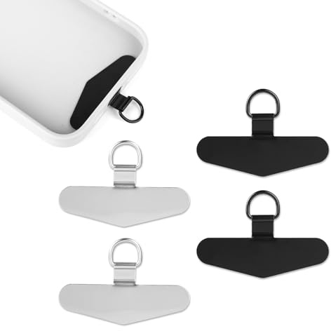 4st Phone Tether-flikar, Telefonlinsflik Telefonremskontakt Universal Metall Mobilbandslapp Pad för iPhone och de Flesta Smartphones (Silver, Svart)