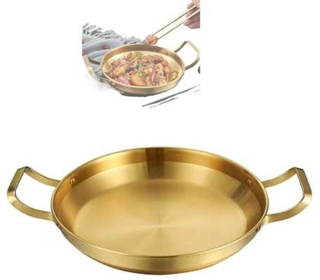 Pentola for Paella a Induzione con Doppio Manico in Acciaio Inossidabile, Padella for Paella Antiaderente con Manici Rivettati, Padella e Padella for Sauté Lavabili in Lavastoviglie for Uso Domestico