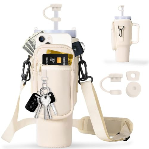Bolsa de Transporte para Stanley Cup 40 oz, Stanley Cup Bolsa con Compartimento para Teléfono Móvil, Correa Ajustable, Stanley Cup Accesorios para Correr, Ciclismo, Viajes, Camping - Multicolore