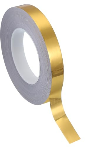 PATIKIL 20 mm x 50 m metallband självhäftande list, prydnadslister självhäftande metall borstat guld tejp vattentät dekorativa remsor för väggar dörr tak möbler modellbygge hantverk
