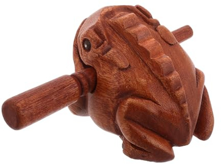 TOYANDONA Giocattoli Sonori Strumenti a Percussione a Mano Accessori Per Percussioni Strumento Musicale a Percussione Strumento Musicale Rana Blocco Del Ritmo Musicale Light Brown Di Legno