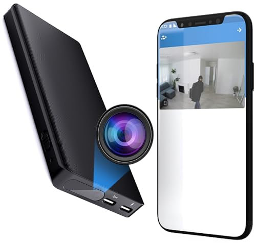 JUSTSTONE Hidden Camera, Mini Portable Camera, 10000mAh Rechargeable, 1080P Security Camera Nanny Cam for Home or Outdoor,No WiFi Needed