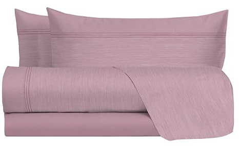 hermet Juego de sábanas matrimoniales 100% algodón, Juego de Cama matrimonial, 2 plazas, fantasía Efecto Tela, sábana encimera + sábana Bajera + 2 Fundas de Almohada