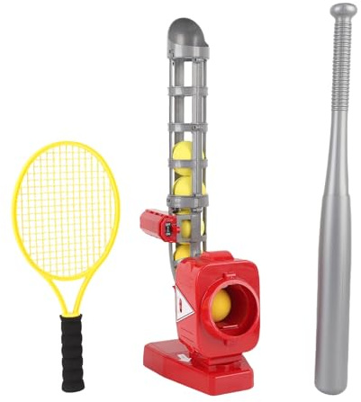 NOENNULL Puntero de béisbol 2 en 1 Baseball Pitcher Otoño Automático Pantice Set con Baseballs Bat Bat Racket Boys Girls Game Outdoor Sports Game (Rojo)