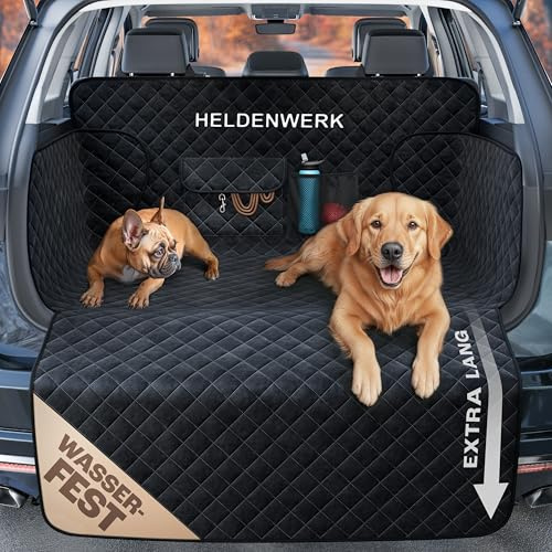 HELDENWERK® Vadderat bagageskydd för hundar, med sidoskydd och lasttröskelskydd, vattentät, repbeständig, filt och skyddsmatta