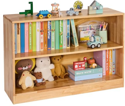 VEVOR Librería Infantil, Estantería para Juguetes de 2 Niveles 900 x 300 x 600 mm, Estantería para Guardar Juguetes, Libros, Mueble para Niños para Dormitorio, Habitación Infantil, Vitrina, Marrón