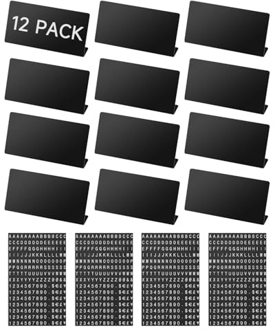 Mini Magnetic Letter Display Signs – Chalkboard-Style Reusable Food Price Labels | 12 Metal Boards + 900 Magnetic Characters for Bakery, Café, Dessert Shop, Deli & Catering Use