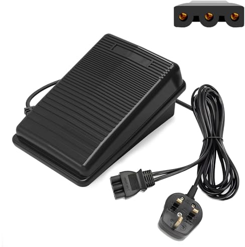 Foot Control Pedal for 220V Sewing Machine, Anti Slip Sewing Machine Foot Pedal with UK Plug, Sewing Control Pedals for Replacement （Black）