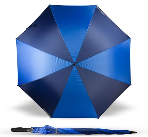 Y-DRY Jumbo Ombrello Lungo Automatico Maxi Golf, Antivento con Stecche in Fiberglass, Impugnatura in Neoprene, Diametro Extra Large 139 cm, Struttura Resistente per Pioggia e Vento (Dark Blue/Blue)