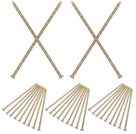 LABRIMP Estacas Metálicas en Espiral de 6 Pulgadas para Jardín Exterior y Terraza, Clavos de Acero al Carbono Dorados de 651 G para Bordes y Césped Artificial, Resistentes y Fáciles