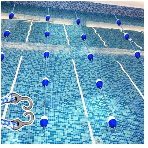 Detta 20 meter långa pooljärnvägsavskiljningssystem – inklusive simrep och simkroppar, banemärken för träning och flytande koppel för pool och simning