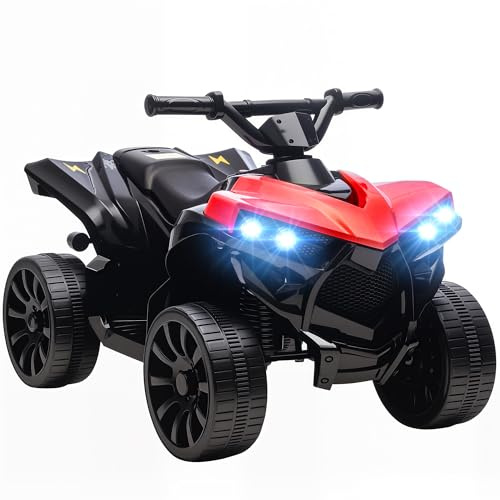 AIYAPLAY Quad Électrique Enfant 6V Musique et Phares LED 4 Roues Rouge
