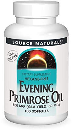 Source Naturals Evening Primrose Oil - Hexane-Free - 500mg - GLA Yield: 50 mg - Cold-Pressed - 180 Softgels