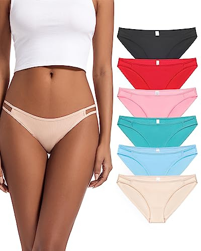 Jo & Bette String Bikini Underwear for Women - Bikini Panties - Cotton Underwear Tango Hipster Soft Sexy 6 Pack (US, Numeric, 8, Regular, Regular, Solids)