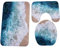 Badematten & Badteppiche Set 3 Teilig Strand Blau Badezimmer Badematte Teppich Flanell Saugfähig Waschbar rutschfeste Festival Badteppiche Badvorleger Badgarnitur WC Vorleger (Multicolor, One Size)