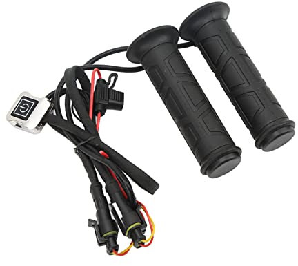 Luqeeg Manopole Riscaldate per Moto 12V, Temperatura Regolabile, 1 Paio Manopole Elettriche Riscaldate, Materiale Nitrile Impermeabile, Design Sigillato e Aperto, 7,5 A, per ATV