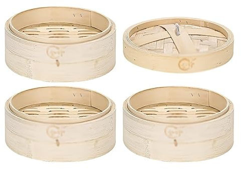 Luminexia Panier Vapeur Bambou,Cuiseur à Vapeur en Bambou Fait à la Main,2 Couches/3 Couches Cuiseur à Riz Naturel Chinois avec Couvercle pour Dim Sum,Boulettes,Fruits De Mer,9 Tailles