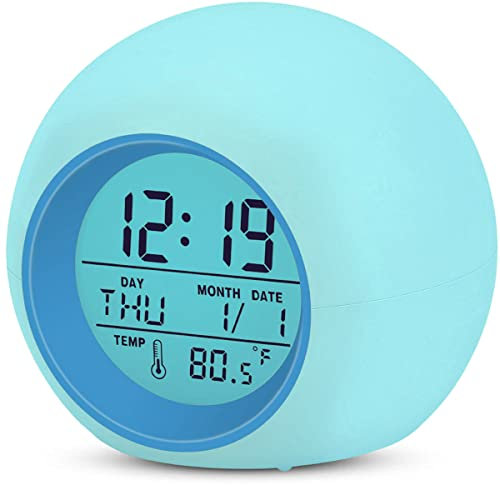 Kinder Wecker, Digital Uhr 7 Farbwechsel LED Nacht, Nachttischwecker mit Lichtern für Kinder, Einschulung Geschenk für Mädchen Jungen Damen Erwachsene