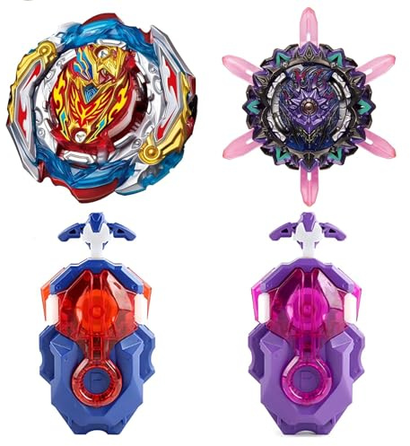 Netoke Gyros Toupie Gyros Turbo 4D Combinaison, avec Metal Fusion B-184 Lanceur, Jouets Classiques Cadeau，201+175