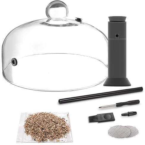 Affumicatore per cocktail con coperchio a cupola | Pistola di affumicatura portatile per alimenti e bevande| Macchina infusore di fumo per interni/esterni | Regalo eccellente (A)