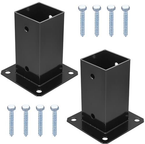 2 Pcs Soporte de Postes para Vallas Cuadrado, Soportes de Poste, Base de Poste de Anclaje Poste Atornillable para 70x70 mm Postes de Madera, Suelo Hormigón Jardin Cenadores Barandillas Buzón
