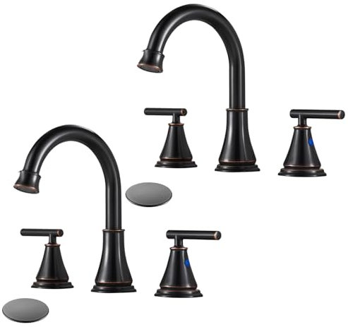 Widespread Bathroom Faucet 3 Hole with Pop-up Drain Oil Rubbed Bronze