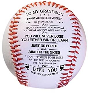 cfpqv Motivierender Baseball für meinen Enkel, Sie werden nie personalisierte bedruckte Baseballs für Spieler von Großeltern/Vater verlieren Ständer Verstellbar 10 (White, One Size)