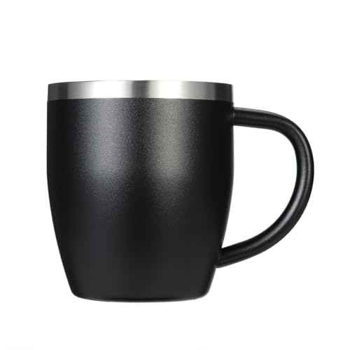 HEECN® Camping Becher - Edelstahl Tasse - Thermotasse - Kaffeebecher - Doppelwandige Isolierbecher BPA-frei 290ml HESS-016 (Schwarz)