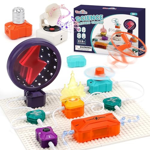 Dreamon Electric Circuit Kits for Kids 37PCS - 215+ STEM Science Experiments with LED Fan, UFO Launcher, Microphone & Light Tower, Educational STEM Toys for Children Ages 6 7 8 9 10