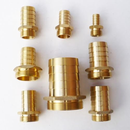 Set di due raccordi per tubi flessibili in ottone massiccio maschio per adattatori filettati BSP per piscine e stagni (1/2 maschio x 12 mm)