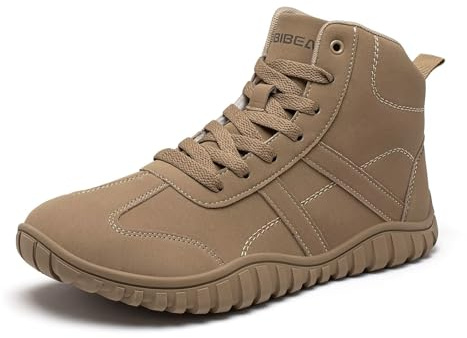 HOBIBEAR Unisex Wide Barefoot Boots for Mens Womens Hiking Outdoor Walking Shoes(Brown,UK 7.5)