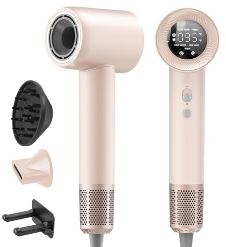 Hair Dryer, 1600W High Speed Ionic Blow Dryer with 300 Million Negative Ions, 160000 RPM Brushless Motor for Fast Drying, 59dB Low Noise & 65M/S Hair Dryers for Home Travel, Pink