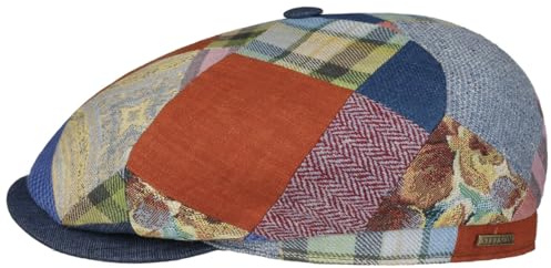 Stetson Patchwork 181 Flat Cap Herrar - Made in the EU keps med skärm, foder Vår-sommar Vår Sommar - L (58-59 cm) färgglad