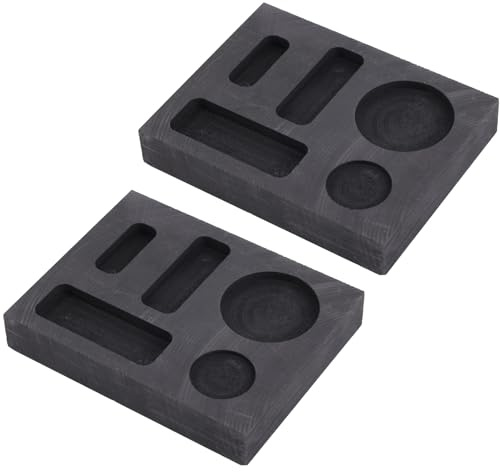 2st 5-i-1 Grafit Gjutformar, Miniatyr Metallsgjutning Smältformar för Smältning & Rening av Silver Mässing Zink Aluminium Guld Koppar DIY Smyckestillverkning & Metallbearbetningsmaterial