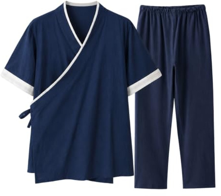 Herr te outfit set halv ärm öppen framsida topp och dragsko byxor vardag 2 delar set