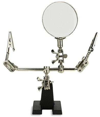 NEIKO 01902 Adjustable Helping Hand with Magnifying Glass, Third Hand Solder Aid, Soldering Wire Station Stand with Dual Alligator Clips and a Heavy Base, Beading & Jewelry Making Tools, Solder Holder