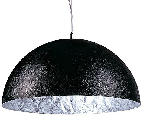 s.luce Blister Pendelleuchte Matt Metall Hängeleuchte Halbrund, Farbe:Schwarz/Silber, Größe:Ø 100cm
