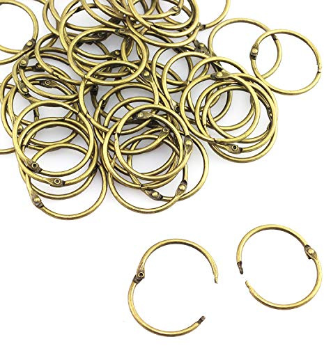 Lind Kitchen 50PCS 1.5 Book Ring Metal Loose Leaf Binder Hinged Buckle Binding Rings Scrapbook Sketchbook Craft Photo Album DIY Bronze 38mm